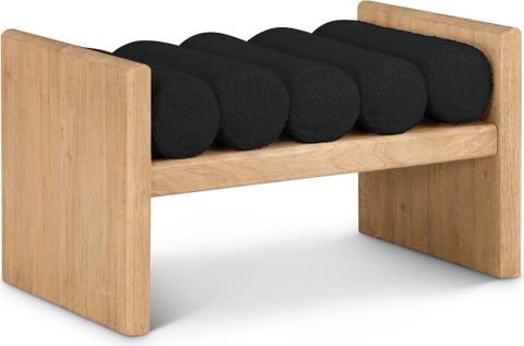 Waverly Boucle Fabric 32" Bench In Black/Natural By Meridian ... intended for Waverly Boucle Fabric Bench, Black